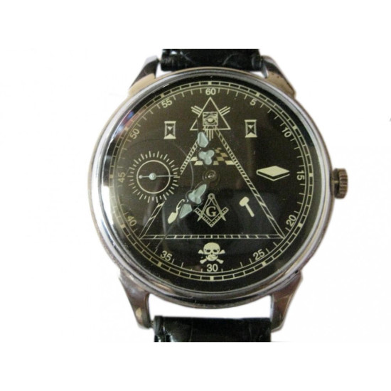Soviet MOLNIYA wrist watch MASONIC Symbols 18 Jewels