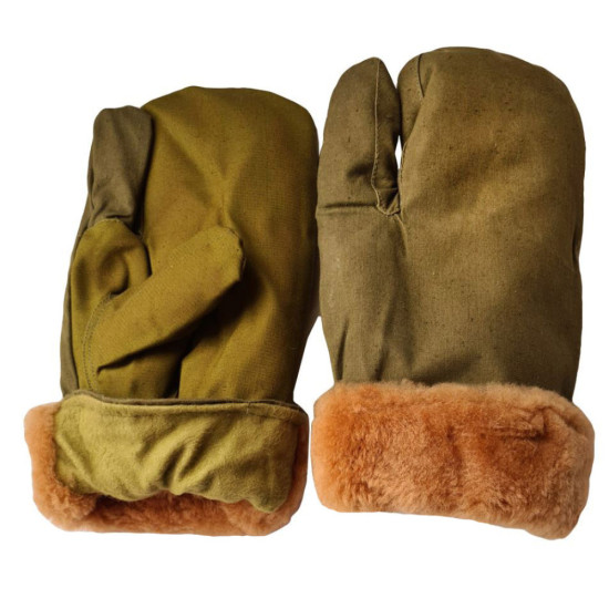 Guantes caqui de invierno de lana tácticos rusos para traje Gorka