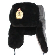 Chapeau Ushanka en cuir noir Capatins de la marine soviétique