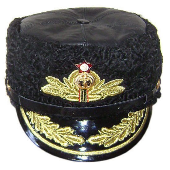 Cappello da ammiraglio sovietico Cappello da papakha invernale della flotta della marina Copricapo dell'URSS in pelle animale