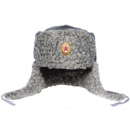 ソビエト軍の灰色のアストラハン毛皮のウシャンカ ソ連 赤い軍の帽子 FSO