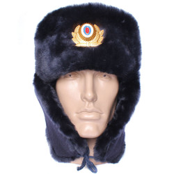 Sombrero de invierno USHANKA de piel de oveja para oficiales de policía soviéticos