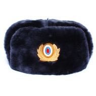 Sombrero de invierno USHANKA de piel de oveja para oficiales de policía soviéticos