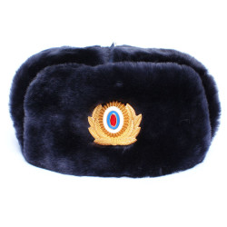 Soviet Police Officers sheep fur USHANKA winter hat