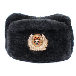 Chapeau Ushanka en fourrure de mouton des gardes-frontières de l'armée soviétique