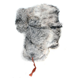 Rabbit fur modern gray winter hat ushanka