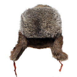 Brown soft rabbit fur modern winter hat ushanka