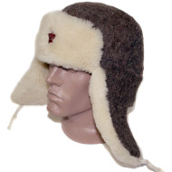 Cappello invernale sovietico di lana ushanka militare dell'Armata Rossa con pelliccia bianca