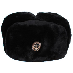 Sombrero de piel de invierno Ushanka cálido negro de los marines soviéticos