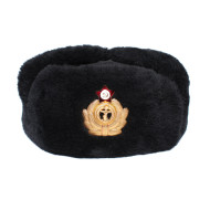 Soviético cálido NEGRO USHANKA Sombrero de invierno azul marino