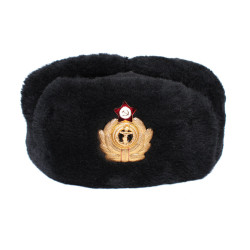 Sowjet warme schwarze Ushanka russische Marine Wintermütze 