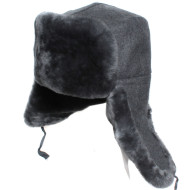 灰色の毛皮の帽子 ソビエト将校 赤軍 イヤーフラップ付きの冬のウシャンカ帽子