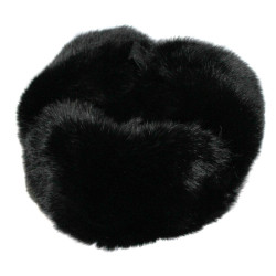 Ushanka Soviet style black rabbit fur winter hat with ear flaps