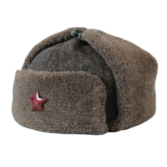Antiguo auténtico sombrero de invierno soviético Ushanka Sombrero del ejército rojo tipo Segunda Guerra Mundial