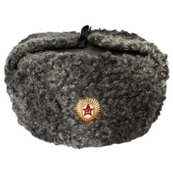 Soviet Army Generals Astrakhan fur ushanka Leather hat