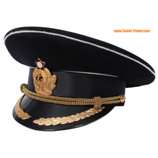 Cappello sovietico navale capitano nero visiera