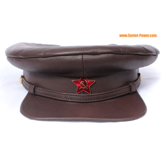 Oficiales soviéticos marrón sombrero de cuero ruso