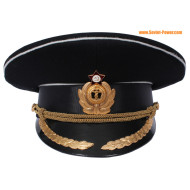 Vintage Soviet Naval Captain black visor hat USSR Navy fleet visor cap Red army military headwear