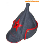 Soviet RKKA Red Army gray winter hat BUDENOVKA