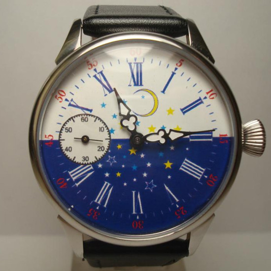 Orologio da polso meccanico trasparente russo vintage sovietico Day 'N' Nite