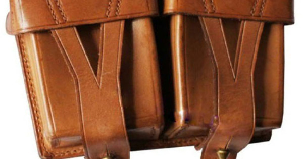Sac De Munitions Vintage Mosin Nagant – Cuir Russe, Marron, Bon état