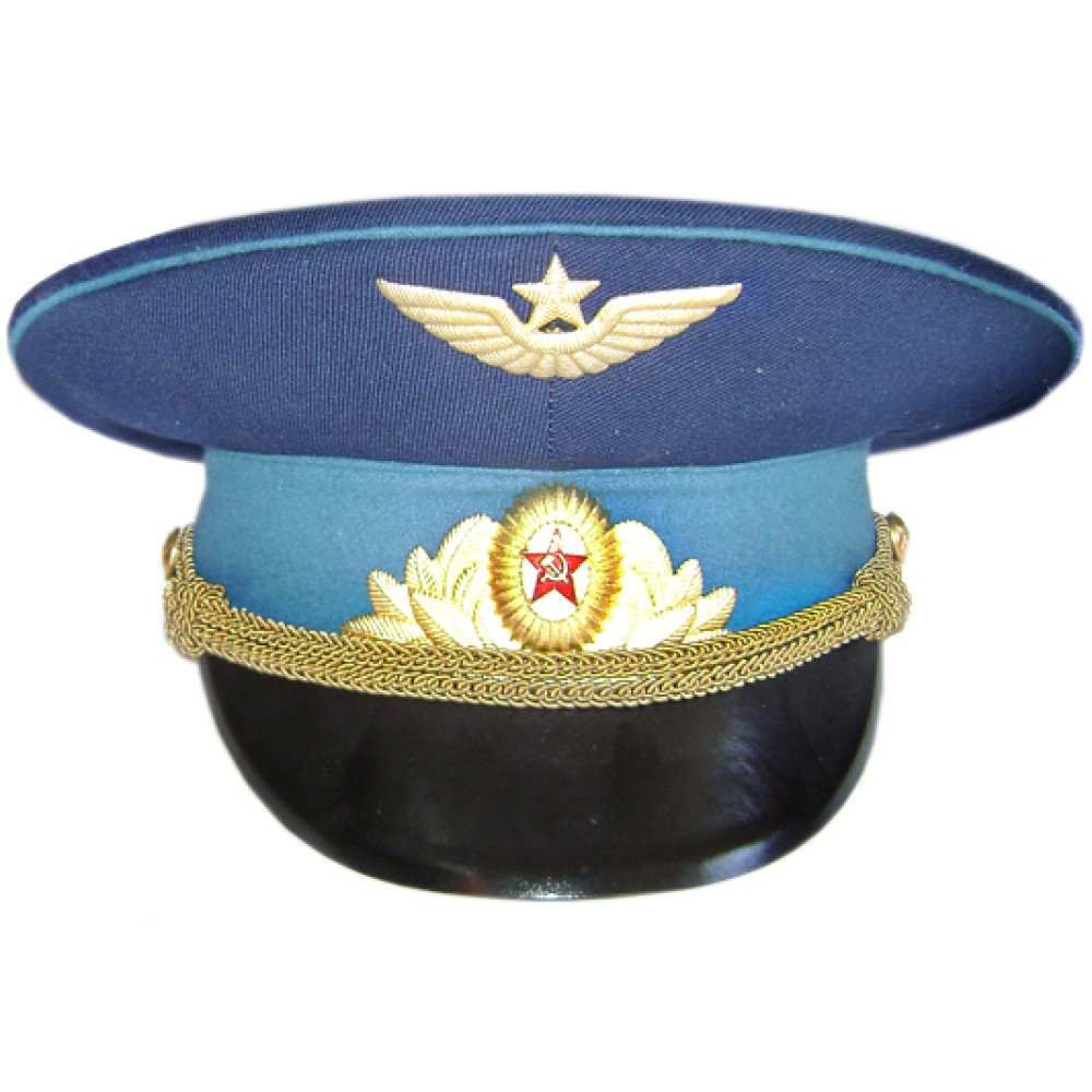 ソビエト空軍 将校 青色 パレード バイザー帽子