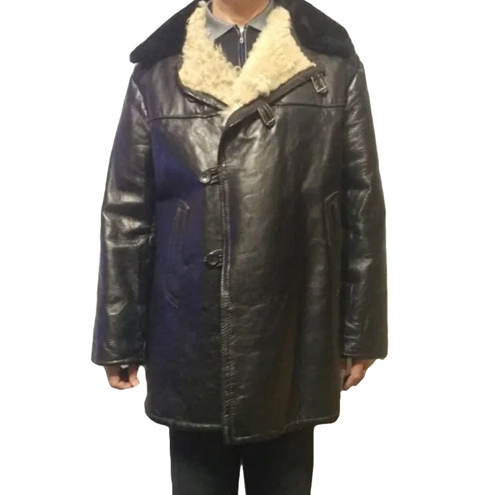 Vintage Soviet Sheepskin Leather Coat (1978) - coat & jackets - 68