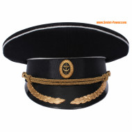 Cappello Nero Vintage Con Visiera Da Capitano Navale Sovietico