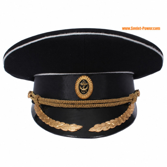 Chapeau Noir Vintage De Capitaine Naval Soviétique À Visière