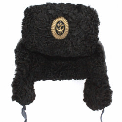 Ushanka Negra De Cuero Y Piel De Astracán Para Almirante De La Marina Soviética
