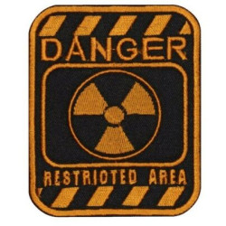 Sign Danger  Restricted Area Embroidered Sew-on / Iron-on / Hook and Loop Patch