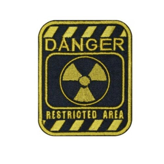 Sign Danger Restricted Area Bestickter Patch zum Aufnähen / Aufbügeln / Klettverschluss