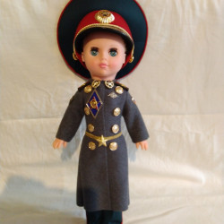 Soviet vintage plastic doll Infantry Soldier Genuine blue-eyed Officer doll 