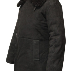 USSR Army winter General Black Suede Leather Overcoat