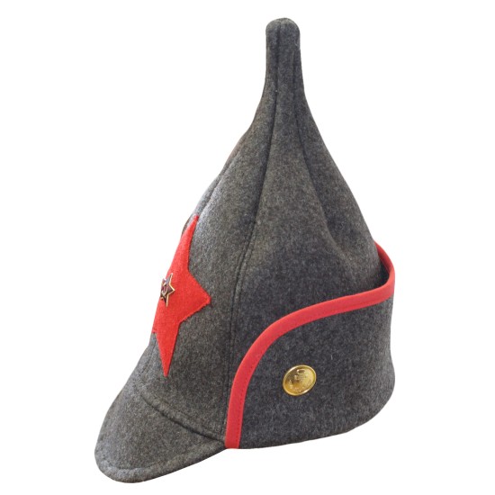 Sombrero de invierno de lana marrón del Ejército Rojo BUDENOVKA