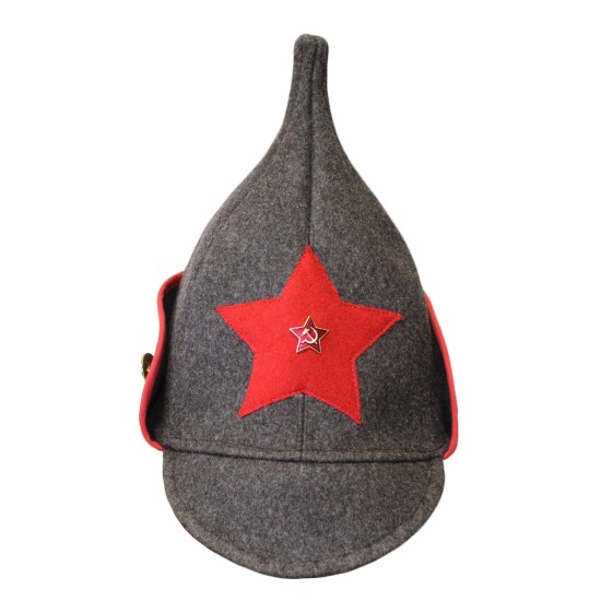 Soviet Red Army brown winter hat BUDENOVKA