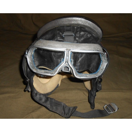 Russische Luftwaffe Pilot Lederbrille mit Metallgehäuse 