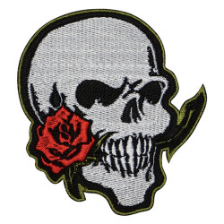 Schädel und Rose Schädel gestickt Patch # 1