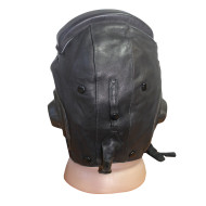 Soviet Pilot winter black leather headwear Winter pilot flying helmet