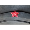 Soviet military Officer khaki Suede Leather Russian visor hat USSR