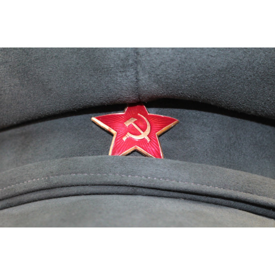 Chapeau kaki d'officier militaire soviétique, chapeau à visière en cuir suédé, casquette à visière de l'armée de l'urss