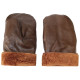 Navy Fleet leather mittens brown winter gloves