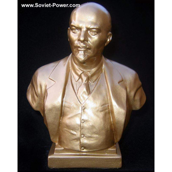 Busto dorato sovietico del rivoluzionario russo comunista Lenin