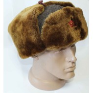Soviet Officers Russian winter brown Ushanka with synthetic fur