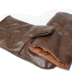 Navy Fleet leather mittens brown winter gloves