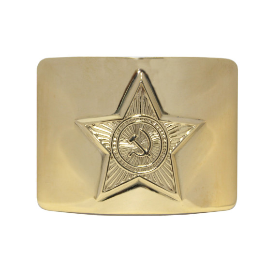 Soviet military golden metal buckle with star for belt