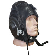 Couvre-chef en cuir noir d'hiver de pilote soviétique Casque de vol de pilote d'hiver