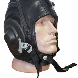 Couvre-chef en cuir noir d'hiver de pilote soviétique Casque de vol de pilote d'hiver