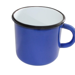 Taza de esmalte de copa de metal azul soviético vintage