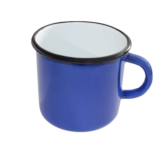 Vintage sowjetische Emaille-Tasse aus blauem Metall